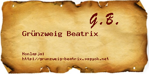 Grünzweig Beatrix névjegykártya